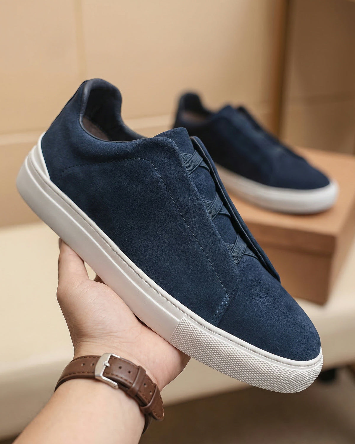 Alberto Leather Slip-On Sneakers